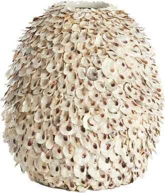 Light & Living Vaso Light & Living Ubate De Bamb&uacute; Con Concha Crema Marr&oacute;n