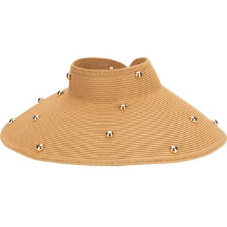 San Diego Hat Company Bead Accent Packable Wide Brim Visor in Natural at Nordstrom Rack