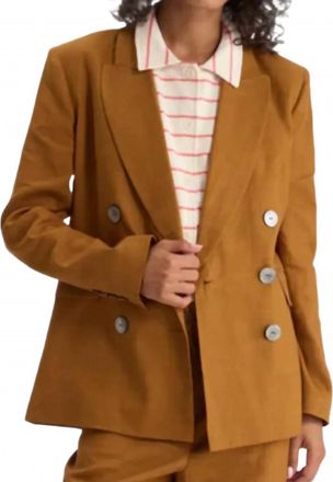 Ines De La Fressange June Double-Breasted Jacket In Chestnut