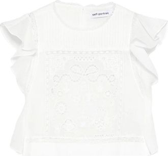 Self Portrait White Lace Frill Top