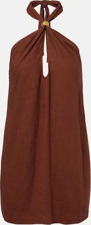 Vix Astera halterneck linen-blend minidress