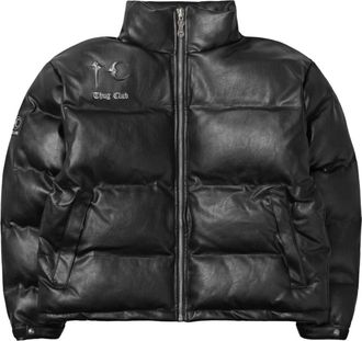 Thug Club Leather Puffer Jacket (Polyester) Black TC23PA0301-BLACK