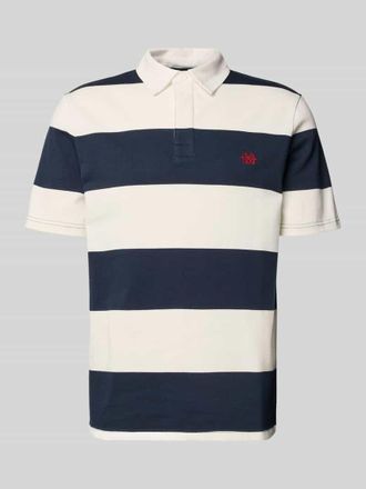Review Regular Fit Poloshirt mit Rugby-Streifen und Logo-Bestickung in Marine, Gr&ouml;&szlig;e XXL