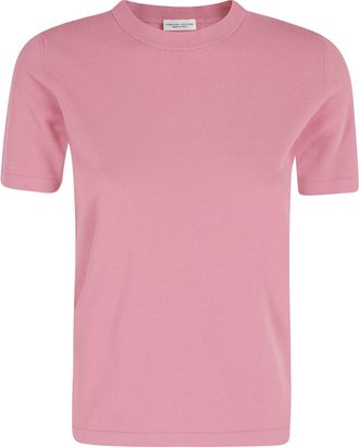 Roberto Collina Raspberry Round-Neck Ribbed-Trim Viscose T-Shirt