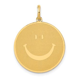 Diamond2Deal 14k Yellow Gold Solid Polished Smiley Face Pendant