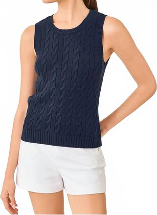 Lilly Pulitzer Brockton Crew Neck Sweater Tank Top In Low Tide Navy
