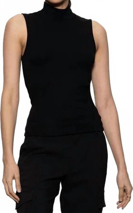 Sanctuary Essential Sleeveless Mock Neck Top In Black