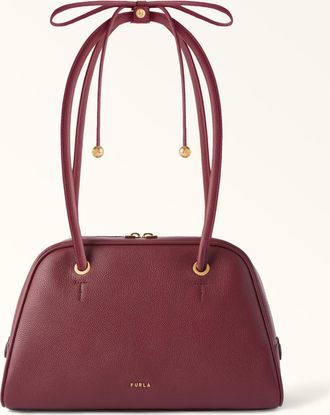 Furla Poppy Borsa A Mano M Red Apple Rosso Pelle Pieno Fiore Diamond + Pelle Di Vitello Sidney Donna