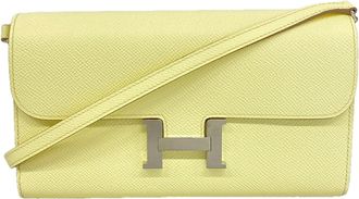 Herm&egrave;s Yellow Epsom Leather Leather Chain/Shoulder Wallet (Pre-Owned)