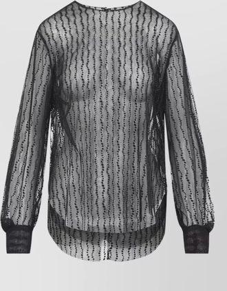 Alberta Ferretti embellished tulle long-sleeve blouse