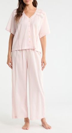 Nordstrom Peached Cotton Lawn Pajama Set in Pink Crystal at Nordstrom, Size X-Large