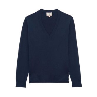 Ines De La Fressange Morcant trui - Dames - V-hals truien - Blauw - XL - Katoen - Truien & Vesten