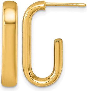 Diamond2Deal 18K Yellow Gold J- Shape Hoop Post Earrings
