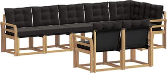 vidaXL Conjunto De Sof&aacute;s De Exterior 8 Uds. Blanco Y Negro Vidaxl