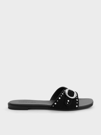 Charles & Keith Studded Buckled Slide Sandals