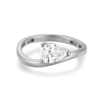 MAX + STONE Solid 10K Gold 2 Carat Pear Cut Cubic Zirconia Wavy Band Engagement Ring