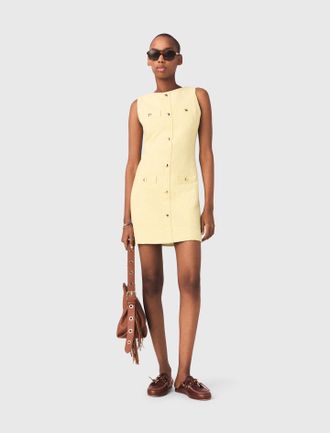 Maje Short Tweed Dress - Yellow - Maje