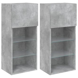Berkfield Home TV Cabinets with LED Lights 2 pcs Concrete Grey 40.5x30x90 cm