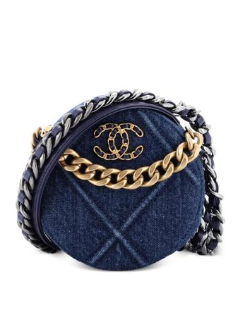 Chanel 19 Round Clutch with Chain Quilted Denim crossbody bag - Blu