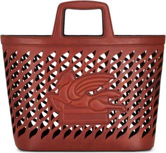 Etro Perforated leather shopping bag