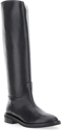 Via Roma 15 Womens Boots Slip-On Round Toe Leather Black
