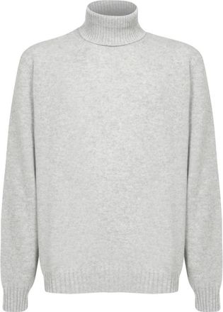 Dell'Oglio Grijze Gebreide Kleding voor Mannen Aw 24 - Heren - Coltruien - Grijs - 2XL - Kasjmier - Truien & Vesten