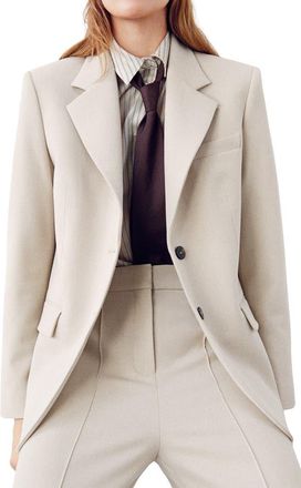 Mango Notch Collar Blazer in Ivory White at Nordstrom, Size X-Small
