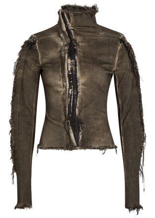 Rick Owens Gary Distressed Cotton-blend Jacket - Brown Other - 42 (UK10 / S)