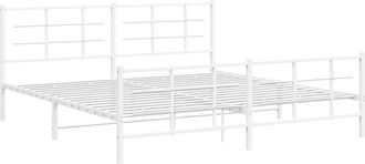vidaXL Metal Bed Frame without Mattress with Footboard White 193x203cm Vidaxl