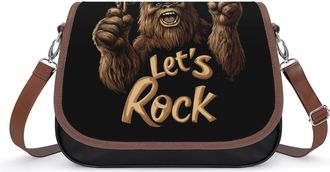 Generic Bigfoot Lets Rock Womens Crossbody Bag Fashion Shoulder Handbags Message Tote Bag with Adjustable Strap