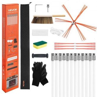 OEM Kit De Cepillo Limpieza De Chimenea, 12 M Varilla Flexible De Nylon, 3 Recambios De Cerdas, Guantes, Gafas, Bolsa, Deshollinador Flexible A 90&deg; Para C