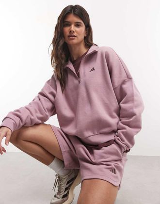 adidas adidas Performance maglione con zip corta Three Stripes Studios lilla-Bianco