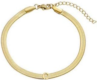 Adornia 18k Gold Plated Initial Herringbone Chain Bracelet in Gold-C at Nordstrom Rack