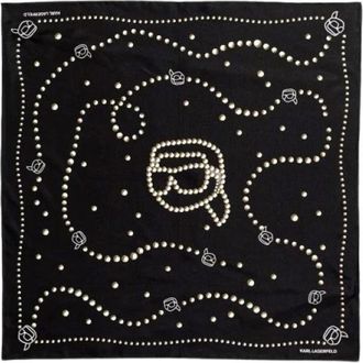 Karl Lagerfeld Ikon Zijden Sjaal - Dames - Zijden sjaals - Zwart - ONE Size - Accessoires