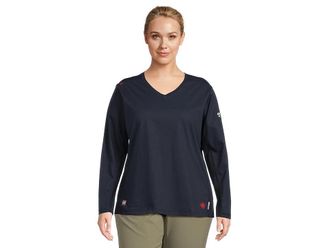 Ariat Plus Size FR AC Crew Top Womens Clothing Navy : 2X, Cotton
