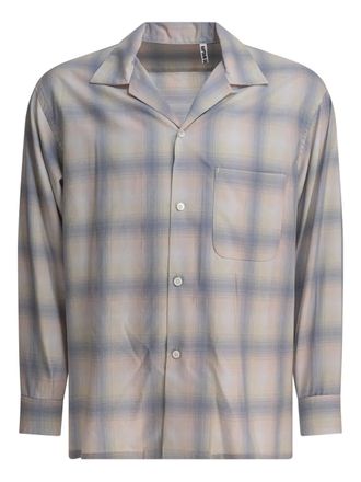 Kaptain Sunshine revere-collar checked shirt - men - Wool - 42 - Blue