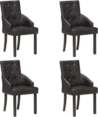 vidaXL Vidaxl - Sillas De Comedor 4 Unidades Cuero De Cabra Aut&eacute;ntico Negro