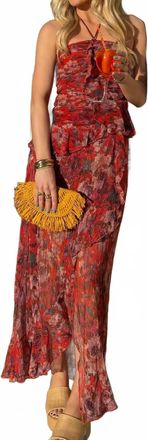 FORE COLLECTION Summer Soir&eacute;e Maxi Dress In Red