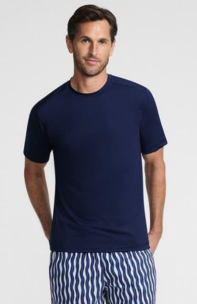 Lands End Short Sleeve Swim Tee Rash Guard in Deep Sea Navy at Nordstrom, Size Medium