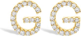House of Brilliance 10K Gold 1/10 Cttw Diamond Initial A to Z Stud Earring