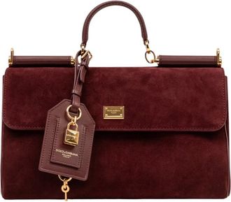 Dolce & Gabbana Burgundy Sicily Medium Satchels