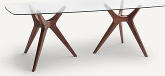 AM.PM Rechthoekige tafel van glas en notenhout, Maricielo