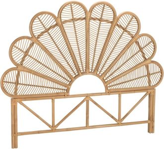 Macabane Cabecero media luna 140/160cm flor rat&aacute;n color marr&oacute;n miel