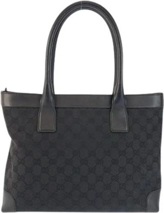 Gucci Pre-owned GG Canvas Leren Tote Bag - Dames - Vintage Shopper - Zwart - ONE Size - Leer - Vintage