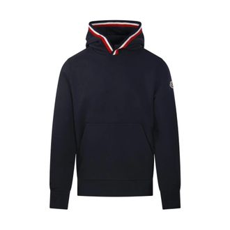 Moncler Sudadera con Capucha y Ribete de Raya - Sweatshirts & Hoodies - Hombre - Azul - XL