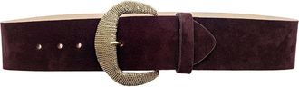 L'agence Womens Sculpted Texture Belt In Burgundy Suede