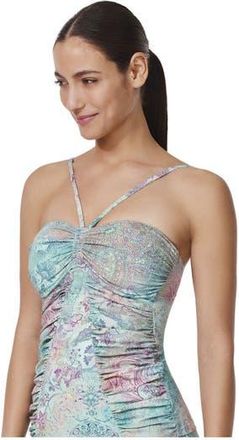 Gottex Souk Bandeau Halter Tankini Top in Multi-Turquoise at Nordstrom, Size 16