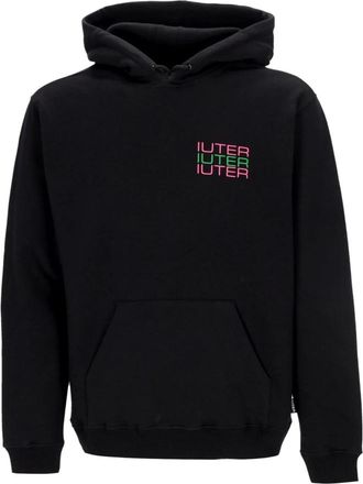 Iuter Zwarte Hoodie met Skull Motief Lange Mouw - Heren - Hoodies - Zwart - XL - Katoen - Hoodies & sweatvesten