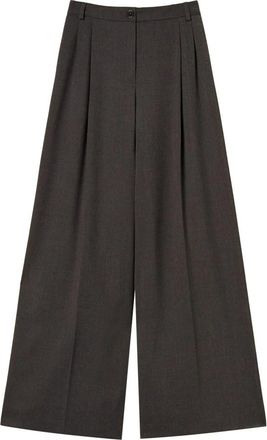 Twinset Antraciet Melange Broek - Dames - Wijde Broeken - Grijs - XS - Broeken