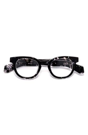 Eyebobs Total Wit 45mm Round Blue Light Blocking Glasses in Black /Crystal Clear Tortoise at Nordstrom, Size +3.50